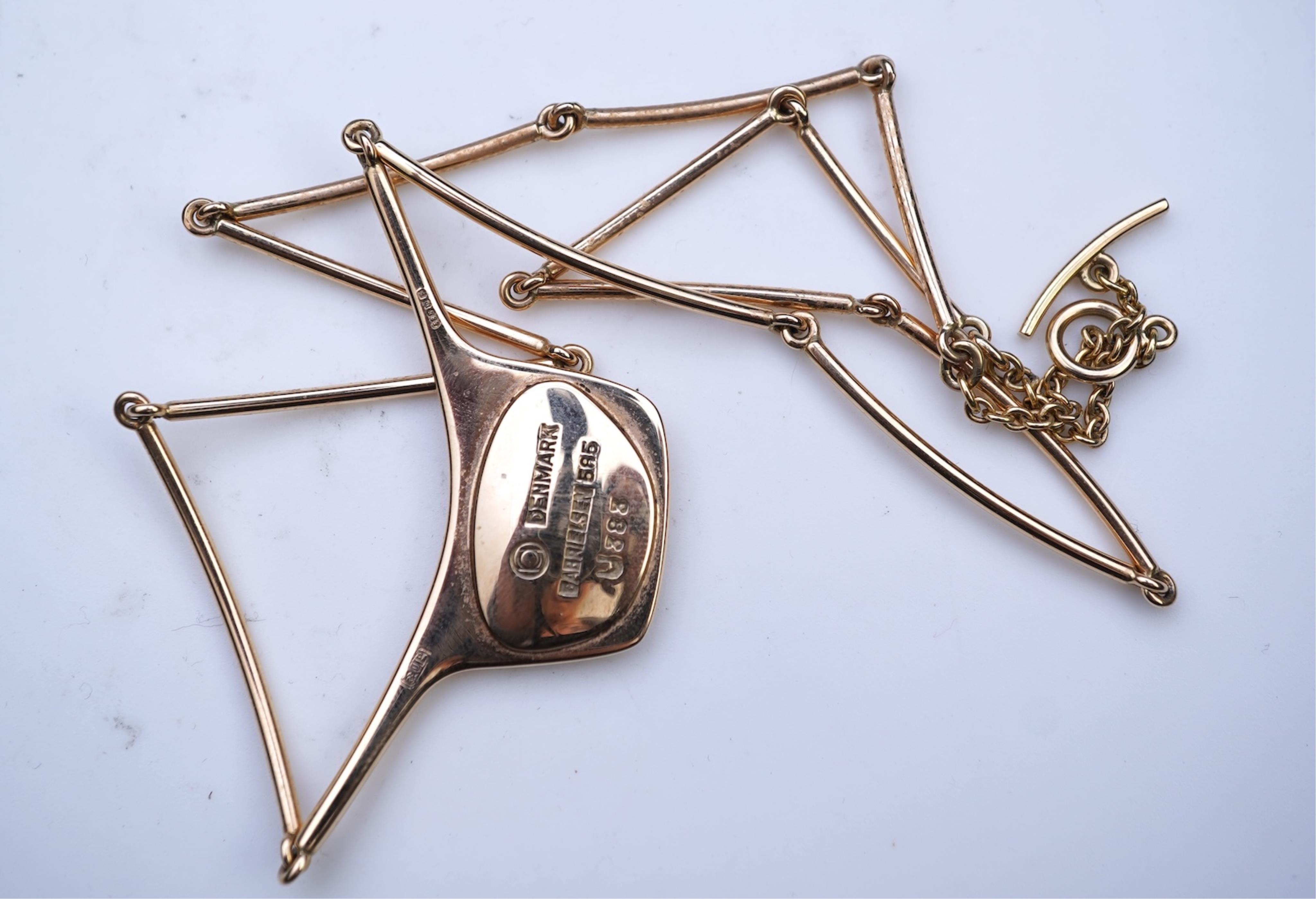 Bent Gabrielsen for Georg Jensen, a modernist gold and opal necklace, Denmark, circa 1981